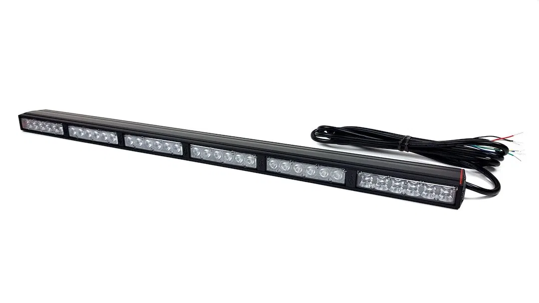 9801 – KC HILITE Light Bar, LED 28 Inch Length Red/ Amber/ Clear CREE 4 Watt LED 60 Watt Bulbs Amp Draw 5.0 AMP At 12...
